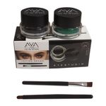 Buy AYA Long Wear Gel Eyeliner Smudge Proof & Waterproof (Black And Green) With 2 Expert Eyeliner Brushes - Purplle