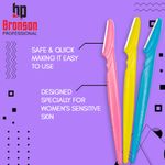 Buy Bronson Professional Eyebrow & face razor - pack of 3 | Reusable | Instant & painless hair removal | Suitable for eyebrow upper lip, chin | peach fuzz | stainless steel blade & firm grip | eyebrow razor | face razor - Purplle