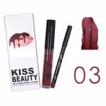Buy Kiss Beauty Matte Liquid Lipgloss Lipstick and Lip Liner (Shade 3) - Purplle