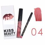 Buy Kiss Beauty Matte Liquid Lipgloss Lipstick and Lip Liner (04) - Purplle