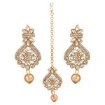 Buy Kord Store Gold Plated White Stone Maang Tika And Earrings Set For Girls & Women. One Pair Of Earring With Mangtika (KSEMT80002) - Purplle
