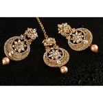 Buy Kord Store Gold Plated White Stone Maang Tika And Earrings Set For Girls & Women. One Pair Of Earring With Mangtika (KSEMT80006) - Purplle
