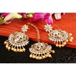 Buy Kord Store Gold Plated White Stone Maang Tika And Earrings Set For Girls & Women. One Pair Of Earring With Mangtika (KSEMT80007) - Purplle