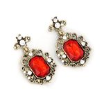 Buy Crunchy Fashion Victorian Square Earring-Red - Purplle
