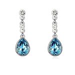 Buy Crunchy Fashion Austrain Crystal Blue WaterDroplet Earrings - Purplle