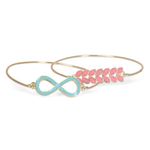 Buy Crunchy Fashion Infinite-Leaves Bracelet Set-Aqua & Pink - Purplle