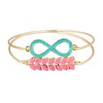 Buy Crunchy Fashion Infinite-Leaves Bracelet Set-Aqua & Pink - Purplle