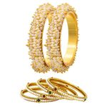 Buy Royal Bling Traditional Gold Platted Pearl Bangle Set Combo - Purplle