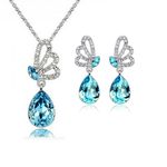 Buy Crunchy Fashion Blue Fly Combo Gift Set Pendant Necklace & Earrings Set - Purplle