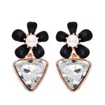 Buy Crunchy Fashion Black Flower Crystal Earrings - Purplle