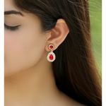 Buy Crunchy Fashion Embellished Red Crystal Drop Earrings - Purplle