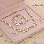 Buy Crunchy Fashion Pearl Multi Layer Necklace Bracelet Earrings Set for Women - Purplle