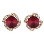 Buy Crunchy Fashion Gold plated Traditional Red Crystal Stud Earrings - Purplle