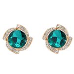 Buy Crunchy Fashion Gold plated Traditional Green Crystal Stud Earrings - Purplle