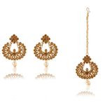 Buy Royal Bling Gold Plated Traditional Gold Plated AD Earrings Tika Set - Purplle
