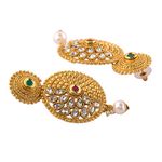 Buy Royal Bling Gold-Plated Textured Stone-Studded Circular Drop Earrings - Purplle