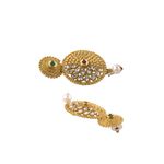 Buy Royal Bling Gold-Plated Textured Stone-Studded Circular Drop Earrings - Purplle
