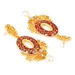 Buy Royal Bling Red Gold-Plated Meenakari-Work Stone-Studded Oval Drop Earrings - Purplle