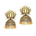 Buy Royal Bling Oxidized Gold Lutus Jhumka Earrings - Purplle