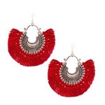 Buy Crunchy Fashion Oxidised Silver Plated Red Chandbali Earrings - Purplle