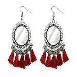 Buy Crunchy Fashion Mirror & Thread Tassel Chandbaali Earrings - Purplle