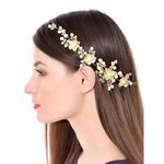 Buy Crunchy Fashion Metal Floral Stone Hair Chain Clip with Pins - Purplle