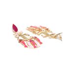 Buy Crunchy Fashion Pink & Gold-Toned Contemporary Drop Earrings - Purplle