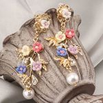 Buy Crunchy Fashion Multi- Colored Floral Drop Earrings - Purplle