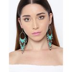 Buy Crunchy Fashion Sea Green & Bronze-Toned Beaded Tasselled Drop Earrings - Purplle