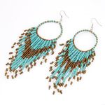 Buy Crunchy Fashion Sea Green & Bronze-Toned Beaded Tasselled Drop Earrings - Purplle