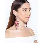 Buy Crunchy Fashion Pink & Bronze-Toned Beaded Tasselled Contemporary Drop Earrings - Purplle