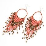 Buy Crunchy Fashion Pink & Bronze-Toned Beaded Tasselled Contemporary Drop Earrings - Purplle