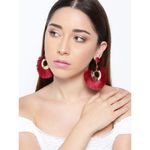 Buy Crunchy Fashion Maroon & Gold-Toned Tasselled Crescent-Shaped Drop Earrings - Purplle