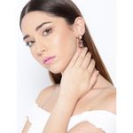 Buy Crunchy Fashion Peach-Coloured & Gold-Toned Stone-Studded Contemporary Drop Earrings - Purplle