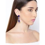 Buy Crunchy Fashion Navy Blue & Gold-Toned Geometric Drop Earrings - Purplle