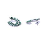 Buy Crunchy Fashion Green & Silver-Toned Leaf Shaped Drop Earrings - Purplle
