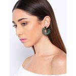 Buy Crunchy Fashion Green & Silver-Toned Leaf Shaped Drop Earrings - Purplle