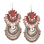 Buy Crunchy Fashion Oxidised Silver Red Coloured Afghan Dangler Earrings - Purplle