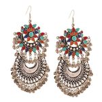 Buy Crunchy Fashion Oxidised Silver Multicoloured Afghan Dangler Earrings - Purplle