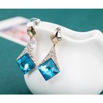Buy Crunchy Fashion Gold Plated Blue Crystal Earrings - Purplle