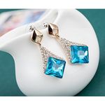 Buy Crunchy Fashion Gold Plated Blue Crystal Earrings - Purplle