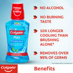 Buy Colgate Plax Antibacterial Mouthwash, 10X longer cooling, 24/7 Fresh Breath, Removes 99% Germs (500 ml) (Pepper Mint) - Purplle