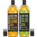 Buy WishCare 100% Pure Cold Pressed Olive Carrier Oil & Sweet Almond Oil (200 ml) Each - Purplle