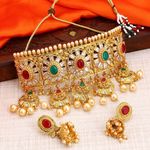 Buy Sukkhi Bollywood Inspired Pearl Gold Plated Wedding Jewellery Choker Necklace Set For Women - Purplle
