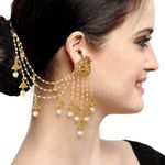 Buy Sukkhi Elegant Gold Plated Wedding Jewellery Bahubali Inspired Long Chain Jhumki Earrings For Women - Purplle