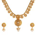 Buy Kord Store Party Wear Gold & White Stone Traditional Jewellery Necklace Set With Earrings For Women Girls KSNKE60013 - Purplle
