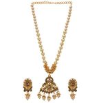 Buy Kord Store Jewellery Set - Special Design American Diamond Engraved Golden Pearl Necklace With A Pair Of Beautiful Earrings KSNKE60085 - Purplle