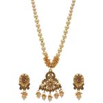 Buy Kord Store Jewellery Set - Special Design American Diamond Engraved Golden Pearl Necklace With A Pair Of Beautiful Earrings KSNKE60085 - Purplle