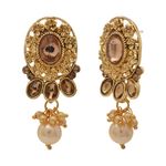 Buy Kord Store Jewellery Set - Special Design American Diamond Engraved Golden Pearl Necklace With A Pair Of Beautiful Earrings KSNKE60085 - Purplle