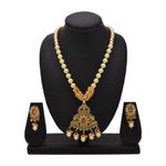Buy Kord Store Jewellery Set - Special Design American Diamond Engraved Golden Pearl Necklace With A Pair Of Beautiful Earrings KSNKE60085 - Purplle